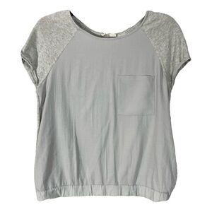 ANTHROPOLOGIE MOTH Gray Knit Shirt Short Sleeve Elastic Waist w Pocket
